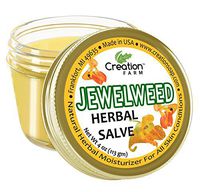 Creation Farm Jewelweed Balm, Poison Ivy Remedy, Herbal Tea Tree Salve Jar 4 oz Sensitive Skin Treatment Helps Tattoo's, Soothes Rashes, Skin Fungus, No Gluten, No Parabens, No Soy, No GMO