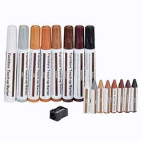 Furniture Touch Up Marker 17 PCS Repair Kit Cover Wood Scratch- Markers and Wax Sticks and Sharpener, for Stains, Scratches, Wood Floors, Desks, Touch Ups and Cover Ups