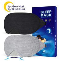 Mavogel Upgraded Sleep Eye Mask - Breatheable Mesh Fiber Sleeping Mask for Men Women, Lightweight Eye Blinder for Travel/Sleeping/Nap/Shift Work, Pack of 2(Grey/Black)