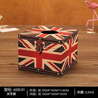 T-ZJHC European Creative Retro Tissue Box Home Room Bedroom Napkins Tray Living Room Coffee Table Storage, Square - Rice Flag