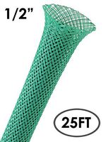 Electriduct 1/2" PET Expandable Braid Sleeving Flexible Wire Mesh Sleeve - 25Ft (Green)