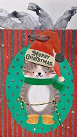 Molly & Rex Small Glitter Embellished Gift Bag with Tag, Santa Hat Kitten 15872