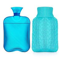Samply Hot Water Bottle- 2 Liter Water Bag with Knitted Cover,Transparent Blue