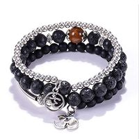 Wild Essentials Triple Band Namaste Lava Stone Essential Oil Diffuser Wrap Bracelet, Adjustable, Aromatherapy Jewelry Gift Set for Women or Men