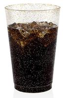50 Gold Glitter Clear Hard Plastic Cups | 16 oz. Fancy Disposable Wedding Tumblers for Party & Wedding (50-Pack)