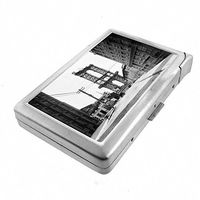 Perfection In Style Metal Cigarette Case with Built in Lighter Vintage New York Design 002