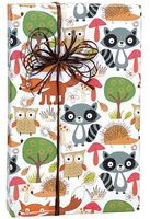 Forest Friends Woodlands Owl Tree Fox Patterned Elegant Gift Wrap Wrapping Paper with Gift Tags