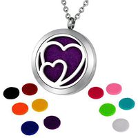 HOUSWEETY Aromatherapy Essential Oil Diffuser Necklace-Stainless Steel Locket Pendant,11 Refill Pads (Engraving)