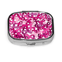 Pink Ribbon Background Seamless Pattern for Breast Cancer Awareness Campaign Custom Fashion Silver Square Pill Box Medicine Tablet Holder Wallet Organizer Case for Pocket or Purse