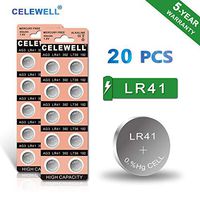 【5-Year Warranty】 CELEWELL LR41 AG3 192 392 Battery LR41 Button Cell Batteries (20 Pack)