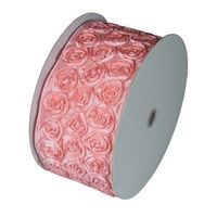 4" Wide x 10 Yards Rose Petal Rosette Ribbon with Wire Edge - Pink