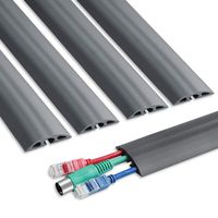 6.5 ft Floor Cable Cover - Straight Cord Protector - Durable Low Profile PVC Duct - Flexible 3 Channel Wire Cover in Workshop, Concerts, Office Home Doorway, 5X L15.6in W2in H0.5in, Grey