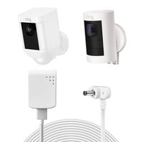 Power Adapter and Charging Cable Compatible with Ring Spotlight Cam Battery and Ring Stick Up Cam Battery - Ring Camera Accessories - by TYRONE (Weatherproof Indoor/Outdoor) White (30 FT)