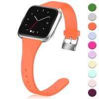 Hamile for Fitbit Versa/Versa 2/SE/Lite Bands, Slim Soft Silicone Wristbands Fitness Straps Replacement Belt for Fitbit Versa Lite Edition Fitness Smart Watch Band, Women Men Kids, Small (Orange)