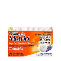 Children's Motrin Children's Motrin Dye-Free Ibuprofen Chewable Tablets for Pain & Fever, Grape, 24 Ct, 24 Count