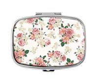LuxSweet Pill Box,Flower Pattern Custom Personlized Rectangular Pill Case Holder Decorative Box Pocket Purse Travel Pill Vitamin Tablet Medicine Case
