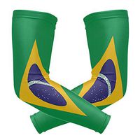 ZZKKO Brazil Flag Cooling Arm Sleeves Cover Uv Sun Protection for Men Women Running Golf Cycling Arm Warmer Sleeves 1 Pair