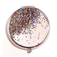 Custom Fashion Round Pill Box Medicine Tablet Holder Wallet Organizer Case for Pocket or Purse (Glitter Spill)
