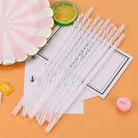 Yu2d 🌹🌹 Colorful Reusable Hard Plastic Stripe Drinking Straws Party Decoration（White）
