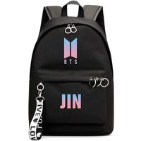 Hosston Kpop BTS Bangtan Boys Backpack Unisex Casual Schoolbag Laptop Bag College Bag Travel Rucksack Nice Gift for A.R.M.Y(Black 07-JIN)