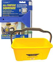 3 Gallon Compact Bucket with Ergonomic Handle (1 Pack) and 8-Inch All Purpose Window Squeegee with Lifetime Silicone Rubber Blade