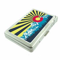 Perfection In Style Metal Cigarette Case with Built in Lighter Colorado Flag Design 007