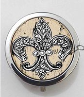 BlackKey Fleur De Lis 3-Compartment Decorative Pocket Gift Box Case Organizer for Pill, Color 1 -31