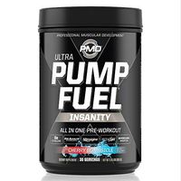 PMD Sports Ultra Pump Fuel Insanity - Pre Workout Drink Mix for Energy, Strength, Endurance, Muscle Pumps and Recovery - Complex Carbohydrates and Amino Energy - Cherry Bombsicle (30 Servings)