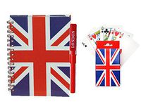 UNION JACK PLAYING CARDS + LINED NOTE BOOK & PEN SET LONDON QUEEN BRITISH GIFT