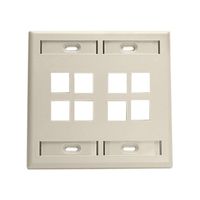 Leviton 42080-8IP 8-Port Dual Gang QuickPort Wallplate with ID Windows, Ivory