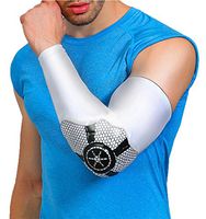 Joyeer Elbow Support Basketball Longer Breathable Brace Protector Sport Safety Arm Sleeve 1PC , white , L
