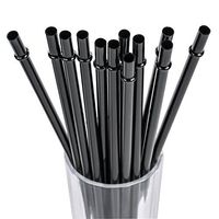 DAKOUFISH 11" Long Black Reusable Plastic Replacement Drinking Straws for 40oz,30 oz & 24 oz Mason Jar,Tumblers, Set of 12 with Cleaning Brush