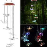 Cinhent Waterproof LED Outdoor Solar Powered Hanging Lights Butterfly Wind Chimes Lantern Outdoor Landscape Decoration Lighting Lawn Lamp Garden Decorative