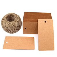 Mother's Gift Tags, 3.5" x 1.7" Brown Gift Tags 100 PCS Kraft Paper Gift Tag with 100 Feet Jute Twine String for Arts and Crafts, Wedding Christmas Day