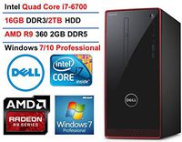 Dell Inspiron 3650 Flagship Premium Desktop PC, Intel Core i7-6700 Quad Core, 3.4 GHz, 16GB RAM, 2TB HDD, AMD Radeon HD R9 360 2GB GDDR5, DVD, WIFI Bluetooth HDMI VGA, Windows 7 Pro (Red/Black)