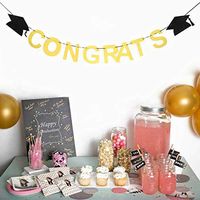 Congrats Doctoral Cap Felt Banner Graduation Party Garland Sign Hanging Decor |Color - Yellow|