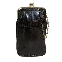 Marshal Leather Women's Eel Skin Cigarette Case with Snap Closure, Brown