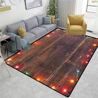New Year Print Area Rug Modern, Festive Christmas Ornaments on Worn out Wooden Board Rustic Themes Merry Xmas, Durable Carpet Area rug - Living Dinning Room Bedroom Rugs and Carpets(8'x 10')