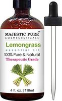 Majestic Pure Lemongrass Essential OiL, Pure and Natural with Therapeutic Grade, Premium Quality Lemongrass Oil, 4 Fl. Oz.