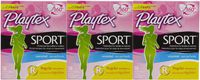 Playtex Sport Tampons, Regular Unscented 18 Each (Pack of 3)