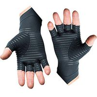 Forfit Arthritis Compression Gloves Copper Arthritis Gloves; Osteoarthritis, Relieve Pain from Rheumatoid, RSI, Carpal Tunnel, Hand Gloves Fingerless for All Lifestyles-Larger-Medium