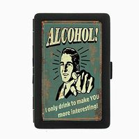 Perfection In Style Black Color Metal Cigarette Case Vintage Drinking Ads Design 001