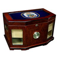 Large Premium Desktop Humidor - Glass Top -US Navy USS Aubrey Fitch (FFG 34),(Decommissioned)