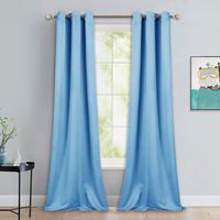 NICETOWN Blue Room Darkening Panels - Nursery & Infant Care Drapes, Extra Long 90 inches Length Curtains for Patio Door/Dining Room (2 Pieces, 42 inches Wide)