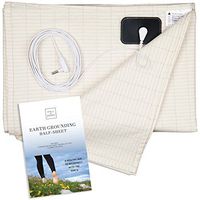 HALL & PERRY Earthing Half Sheet with Grounding Connection Cord | Pure Silver Antimicrobial Fiber for Better Sleep, Natural Wellness, Healthy Earth Energy and EMF Recovery, Natural 35" x 90"