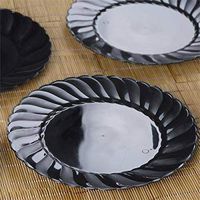 Efavormart 50 Pcs - Black 10.25" Flaired Round Disposable Plastic Plate Dinner Plates for Wedding Party Banquet Events Decoration