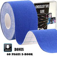 Medicine Kinesiology Tape + Ebook for Expert Strapping, Taping Applications - Therapeutic Sports Tape for Knee/Shoulder/Elbow/Ankle/Neck/Superior Waterproof - Adhesive/Latex Free/Blue