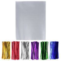 300 Pack 11" x 14" Clear Cello Treat Bags 1.4mil OPP Plastic Bags with 6 Mix Colors Twist Ties Good for Wedding Cookie Gift Candy Bakery Supply Valentine Chocolates
