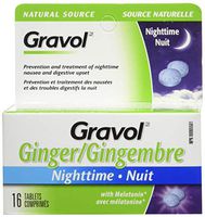 Gravol Natural Source Ginger Nighttime for Prevention and Treatment of Night time Nausea and Digestive Upset - 16 Tablets