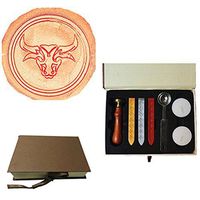 MNYR Vintage Chinese Zodiac Taurus the Bull Decorative Wedding Invitations Gift Cards Paper Stationary Envelope Seals Wax Seal Stamp Sealing Wax Stamp Gift Box Candles Wax Sticks Melting Spoon Kit Set